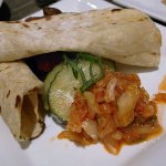 Grilled Mu Shu, eggplant, cucumber, spring onion, peppers, pickles